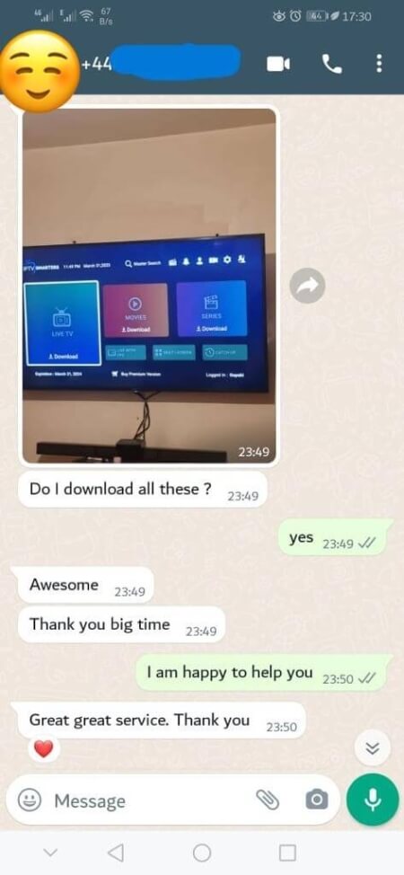 "Customer appreciating the variety of content available on IPTV Moldova."